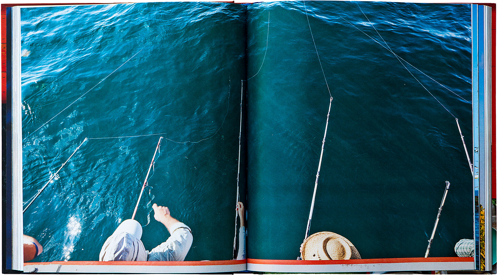 Deep sea fishermen on fishing boat